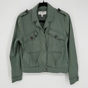 DEREK‎ LAM 10 CROSBY GWEN FIELD JACKET OLIVE GREEN SZ6 UTILITY CARGO LINEN BLEND